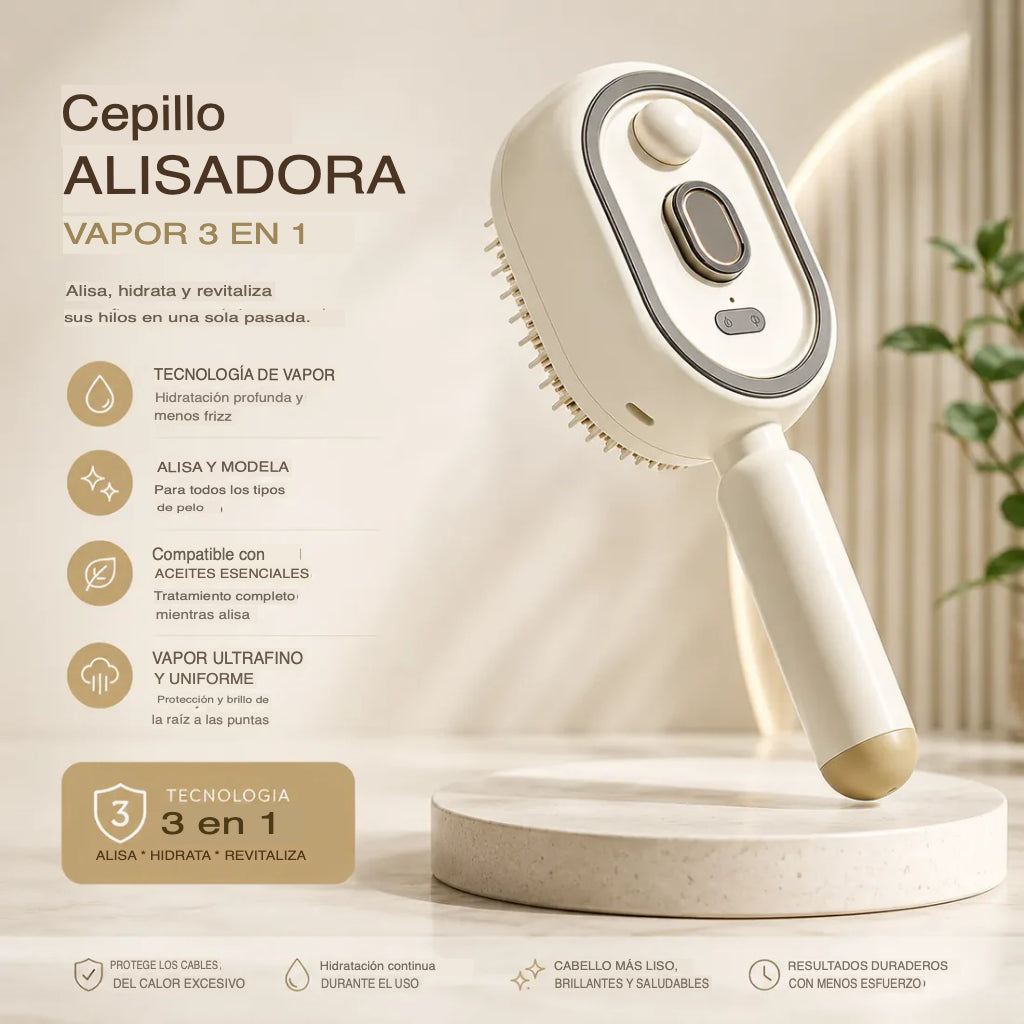Cepillo Alisador Eléctrico 3 en 1 a Vapor Recargable Súper Potente