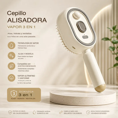 Cepillo Alisador Eléctrico 3 en 1 a Vapor Recargable Súper Potente