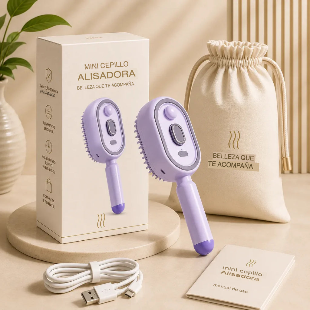 Cepillo Alisador Eléctrico 3 en 1 a Vapor Recargable Súper Potente