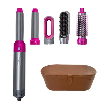 Set 5 en 1: Secador de pelo, peine térmico, rizador y alisador – Herramienta de peinado profesional y para el hogar