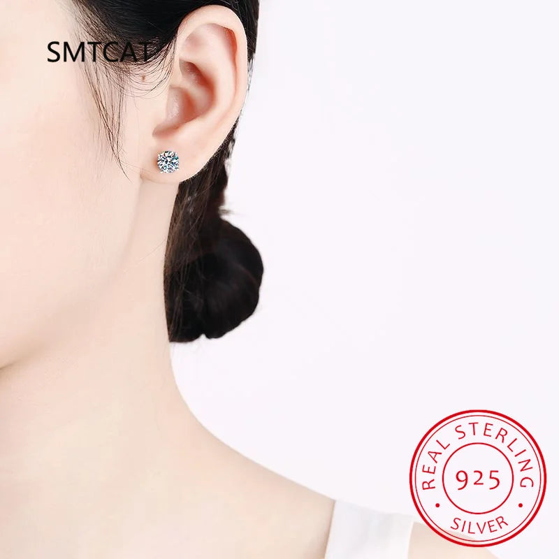 Pendientes de moissanita (2 quilates, color D) con certificado para mujer – Oro blanco y plata de ley S925 – Pendientes estilo diamante cultivado en laboratorio con talla brillante