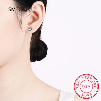 Pendientes de moissanita (2 quilates, color D) con certificado para mujer – Oro blanco y plata de ley S925 – Pendientes estilo diamante cultivado en laboratorio con talla brillante