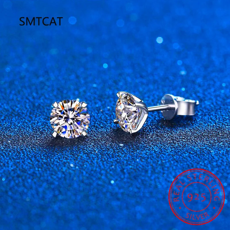 Pendientes de moissanita (2 quilates, color D) con certificado para mujer – Oro blanco y plata de ley S925 – Pendientes estilo diamante cultivado en laboratorio con talla brillante