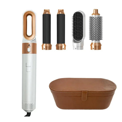 Set 5 en 1: Secador de pelo, peine térmico, rizador y alisador – Herramienta de peinado profesional y para el hogar