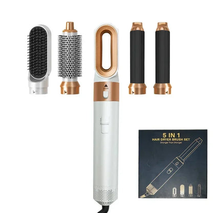 Set 5 en 1: Secador de pelo, peine térmico, rizador y alisador – Herramienta de peinado profesional y para el hogar